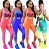 2019 hot sell 4colors women Letter Print rainbow color change two piece Outfits gym tracksuit sweatsuit 2 Piece Set