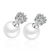 Silver Earring Studs Handmade with Natural Pearls and Crystal Welcome OEM Order Fashion Pearl Jewelry