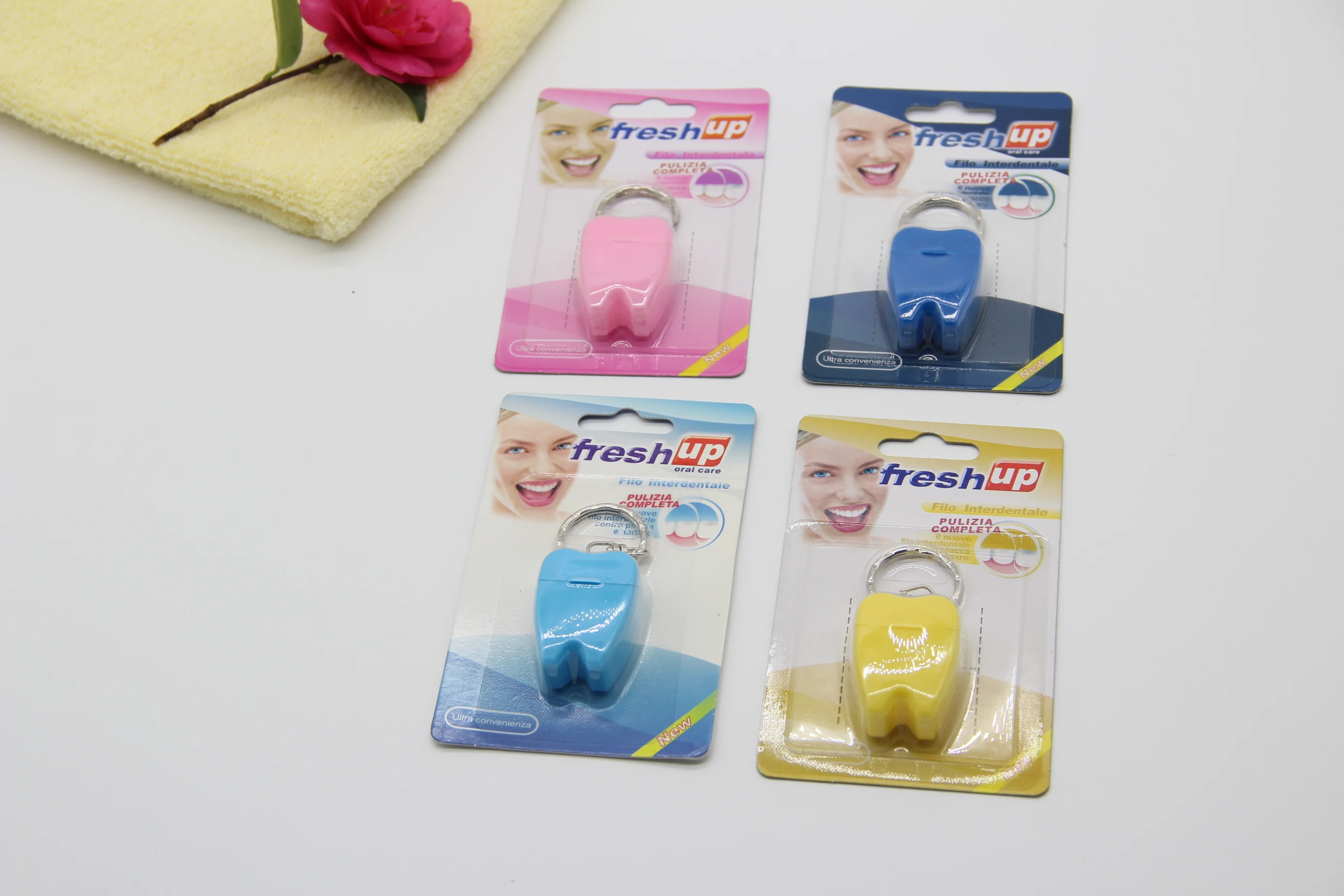 Teeth Shape Plastic Container Mint Dental Floss Pick 10m Water Fluffy