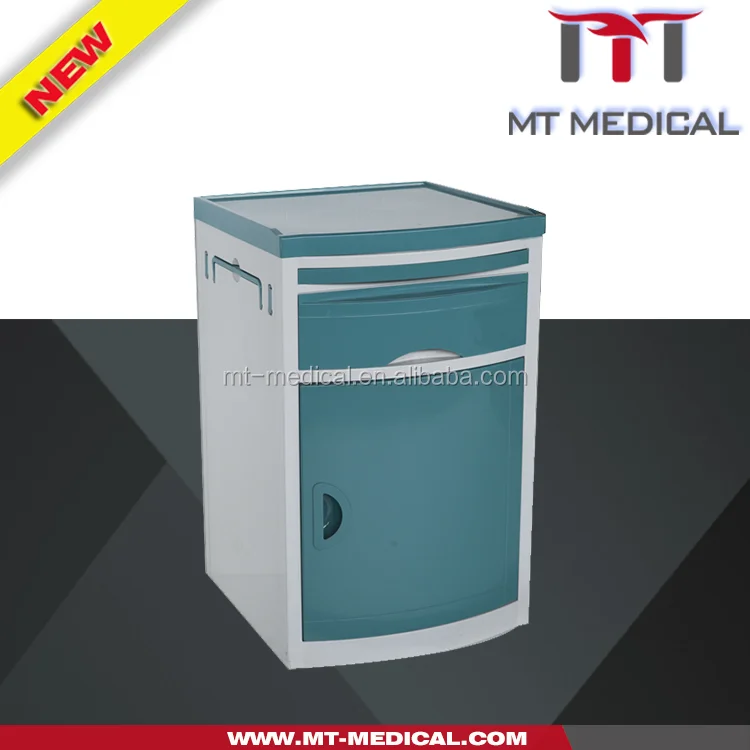 ABS bedside table bed side locker with closed shelves wheels with lock