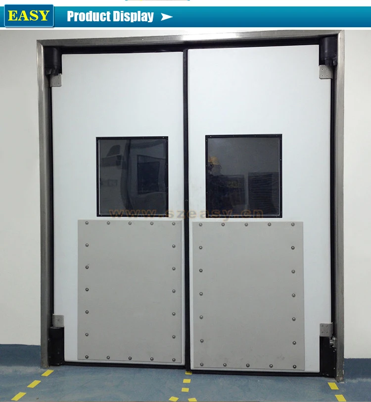 Stainless steel double action swinging traffic doors for commercial kitchens