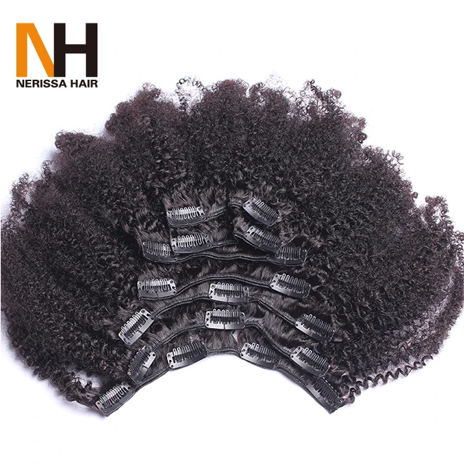 Afro Hair Clip In Human Hair Extensions African Kinky Curly 4b 4c