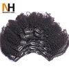 Afro Hair Clip In Human Hair Extensions African Kinky Curly 4B 4C Remy 100% Human Hair Natural Black