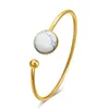 Ethnic White Turquoise Gold Plain Stainless Steel Bangle For Women