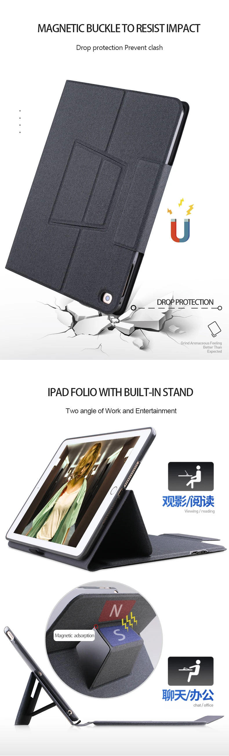 Multifunction Leather Case For Ipad 6 Generation Protective Case For