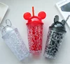 Fashionable double straw Mickey Mouse 16 oz. Insulated Tumbler With Straw for promotion