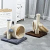 Wooden Sisal Small Plush Wooden Wholesale Interactive Pet Scratch Scratching Cat Scratcher Cat Toy Tree Post For Cat