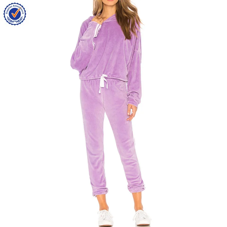 black and purple sweatsuit