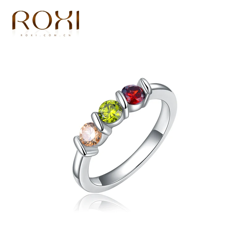 ROXI Delicate White Gold plated Color Micro Inserted Jewelry for women men High Polish Wedding band