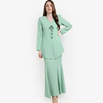 Hot Sale Kebaya Moden Moss Crepe Baju  Kurung  Malaysia  2019  