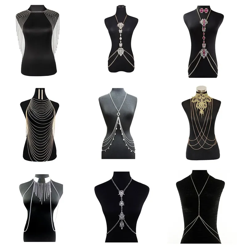 Wholesale New Gold Body Chains Design Girls Crossover Harness Shoulder Chain Jewelry