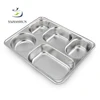 5 Compartment Custom Stainless Steel Square Thali Dinner Plate Mess Trays Kids Lunch And Dinner or Every Day Use Silver Color Si