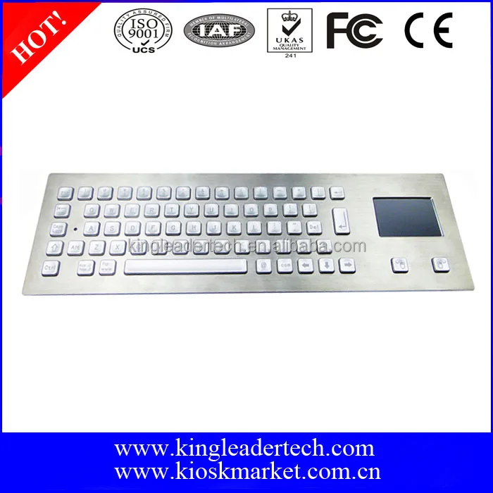 Panel Mount industrial kiosk backlit metal PC keyboard with touchpad