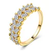 Creative Wheat Shape Women Zircon Ring Silver Rose Gold Plated Jewelry Wholesale HS-CS-B989
