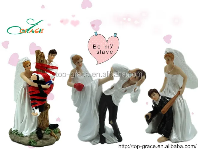 Polyresin Fat Bride And Thin Groom Funny Cake Toppers Manufacturer