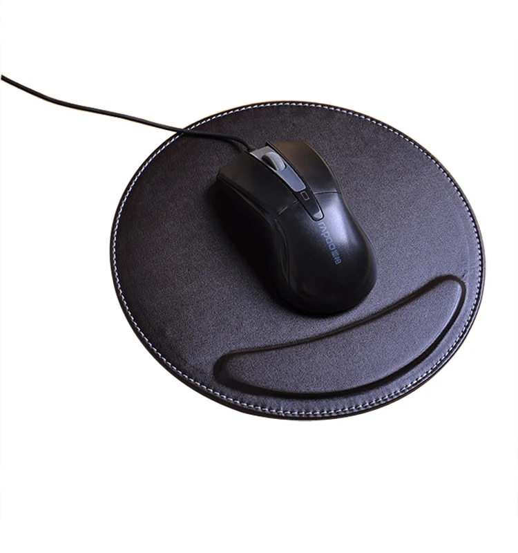 Circle Shape Custom Black Pu Leather Mouse Pad - Buy Custom Leather ...