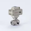 8 nickel Stainless steel medium temperature 3 way ball valve with Electric Actuator, standard ball valve for gas/water