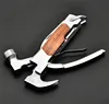 portable multi tool outdoor stainless steel function wooden handle purpose claw hammer with plier knife saw nail puller