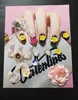 Cute girl pattern digital crystal rhinestone pearl beaded printed cloth paste embroidery nail applique patch wholesale