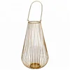 Alibaba China manufacturer decorative large hanging gold metal wire candle holder lantern