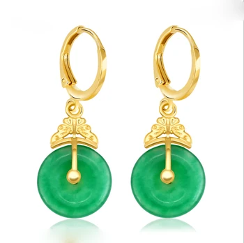 gold and jade earrings