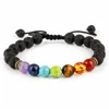 Amazon Hot Sale Men Rock Diffuser 7 Black Lava Bead Chakra Stone Bracelet Meaning