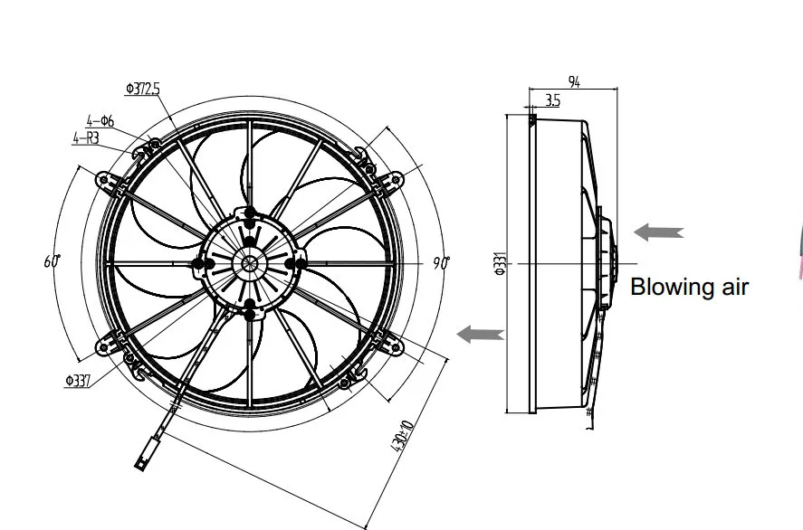 12v Auto Cooling Radiator Fan For Bus Or Truck Air Conditioning System