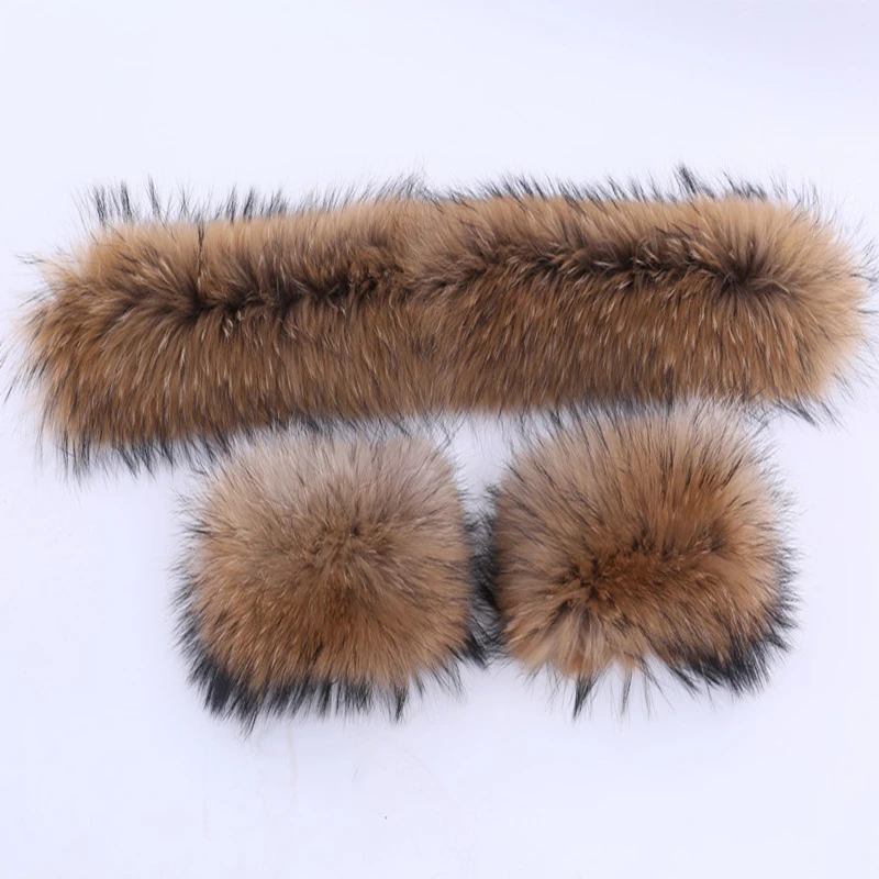 Custom Design Grey Raccoon Fur Collar Mens Detachable Fur Collar - Buy ...