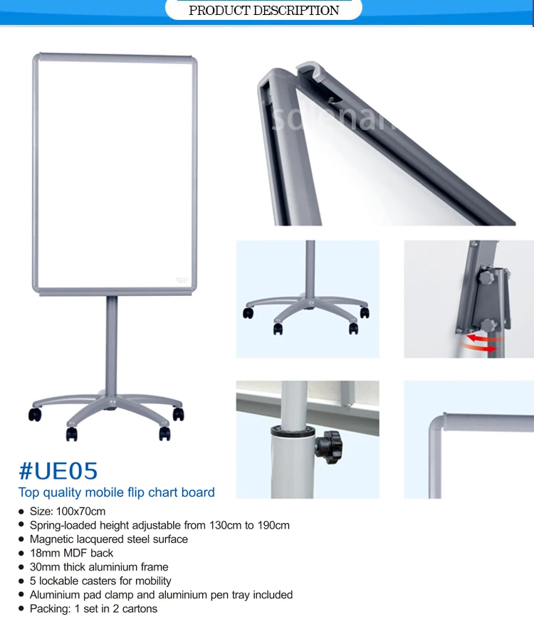 Oem Office Aluminum Frame Flip Chart Bulletin Movable