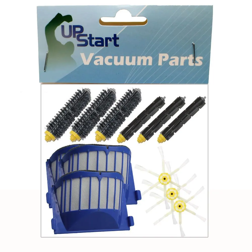 Replacement iRobot Roomba 595 Pet Series Filters, Bristle Brushes, Flexible Beater Brushes and 6-Arm Side Brushes - Kit Includes 3 AeroVac Filters, 3 Bristle Brushes, 3 Flexible Beater Brushes and 3 6-Arm Side Brushes