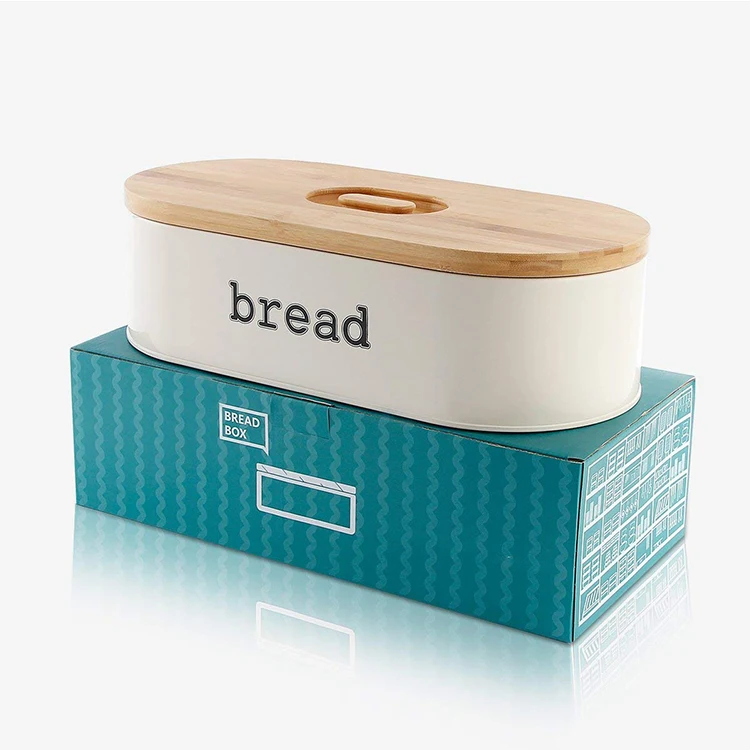Original Ecology Kitchen Counter Bread Box Retro Metal Bread Bin With