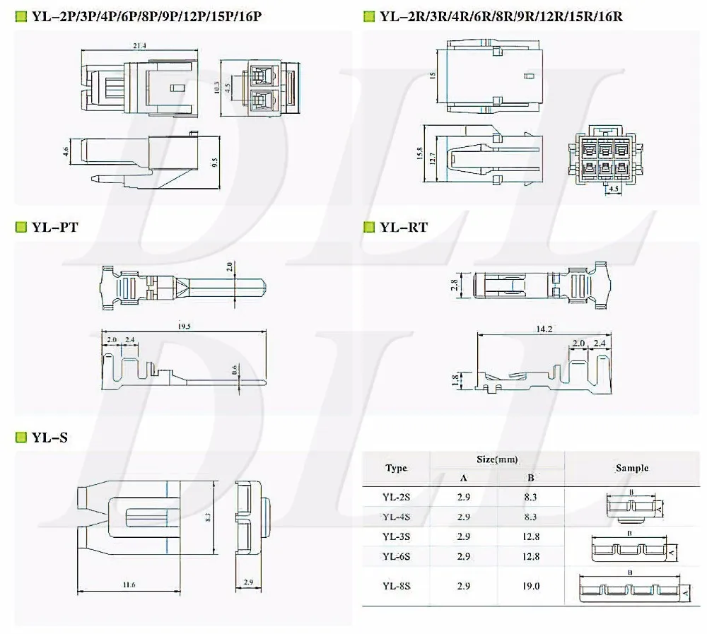 Штекерний роз’єм Гаряча продажна серія JST YL YLP-09V YLP-12V YLP-15V YLP-16V Female 2P адаптер Аудіо та відео 6p 8p 12p 16p 3P 4p 9P