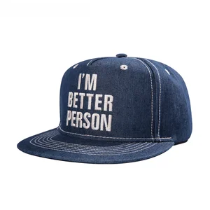 china supplier flat brim fitted mitchell and ness letters denim fabric snapback hats
