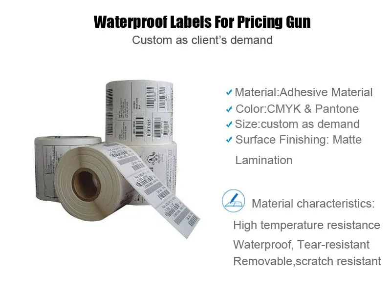 Printed Waterproof Barcode Labels For Pricing Gun Serialize Stickers