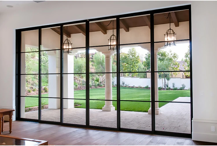 Home Interior french 4 panel patio sliding doors for balcony double glass sliding door with grills