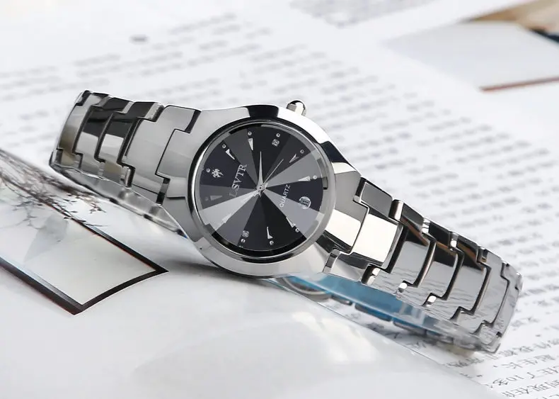 2019 quartz stainless steel table stainless steel chain black color wrist couple watch black