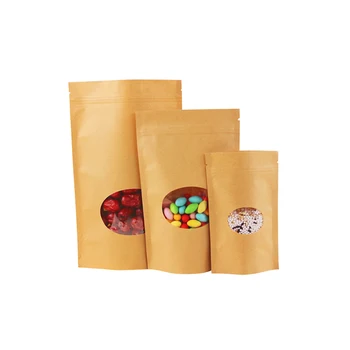 Custom Printed Small Brown Kraft Paper Stand Up Pouches Bag With Custom Printed Small Brown Kraft Paper Stand Up Pouches Bag With Window And Zipper