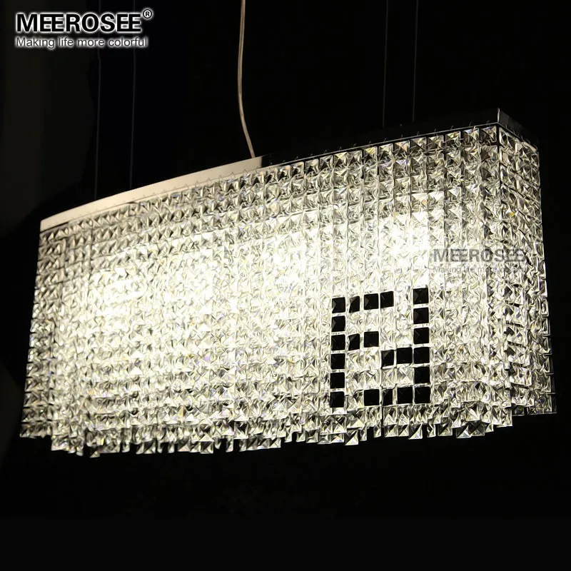 MEEROSEE Rectangular Crystal Pendant Light Chandelier MD81749