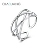 Classical Design Simple S925 Sterling Silver Line Openwork Wide Ring Cross Prime Silver Sterling Silver Ring For Women
