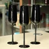 2019 Wholesale Solid Color Long Stem Hand Made Black Champagne Flute
