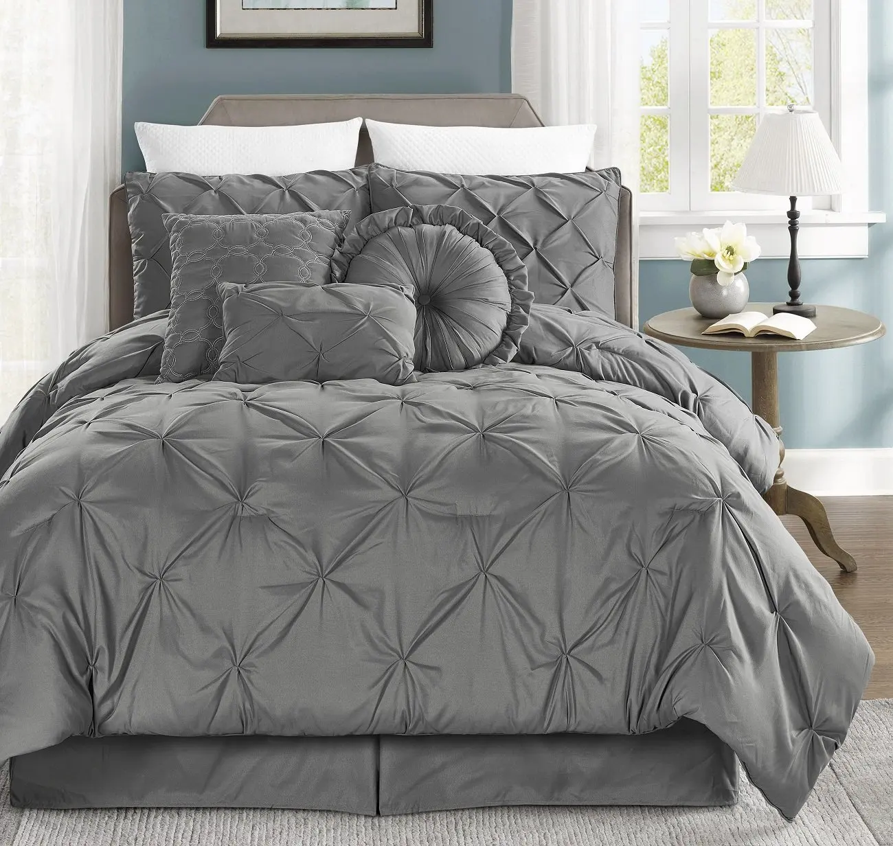 Buy Chezmoi Collection Sydney 7 Piece Pintuck Duvet Cover Set