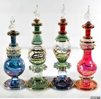 
Hot selling Egyptian Blown Glass Perfume Bottle with 14 k Gold 