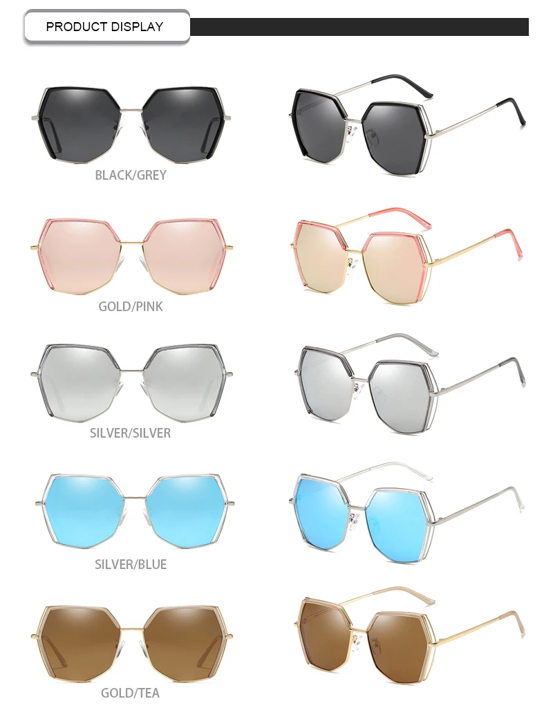 2019 fashion semi- rimless irregular frame polarized women sunglasses