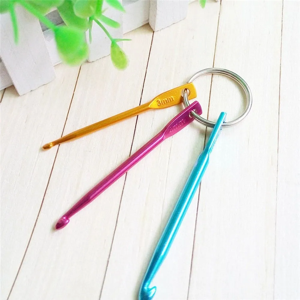 Mini Aluminum Crochet Hook Portable Keychain Hooks Diy Crafts Knitting