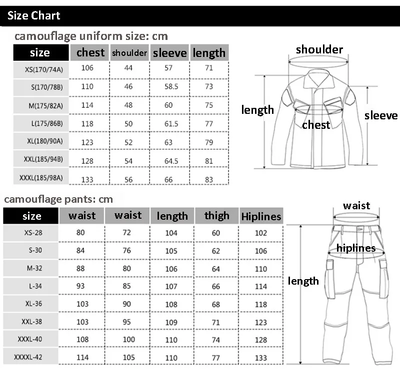 Acu Uniform Size Chart