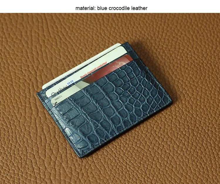 Luxury Blue Crocodile Leather Credit Card Holder With Five Card Slots - Buy Crocodile Leather 