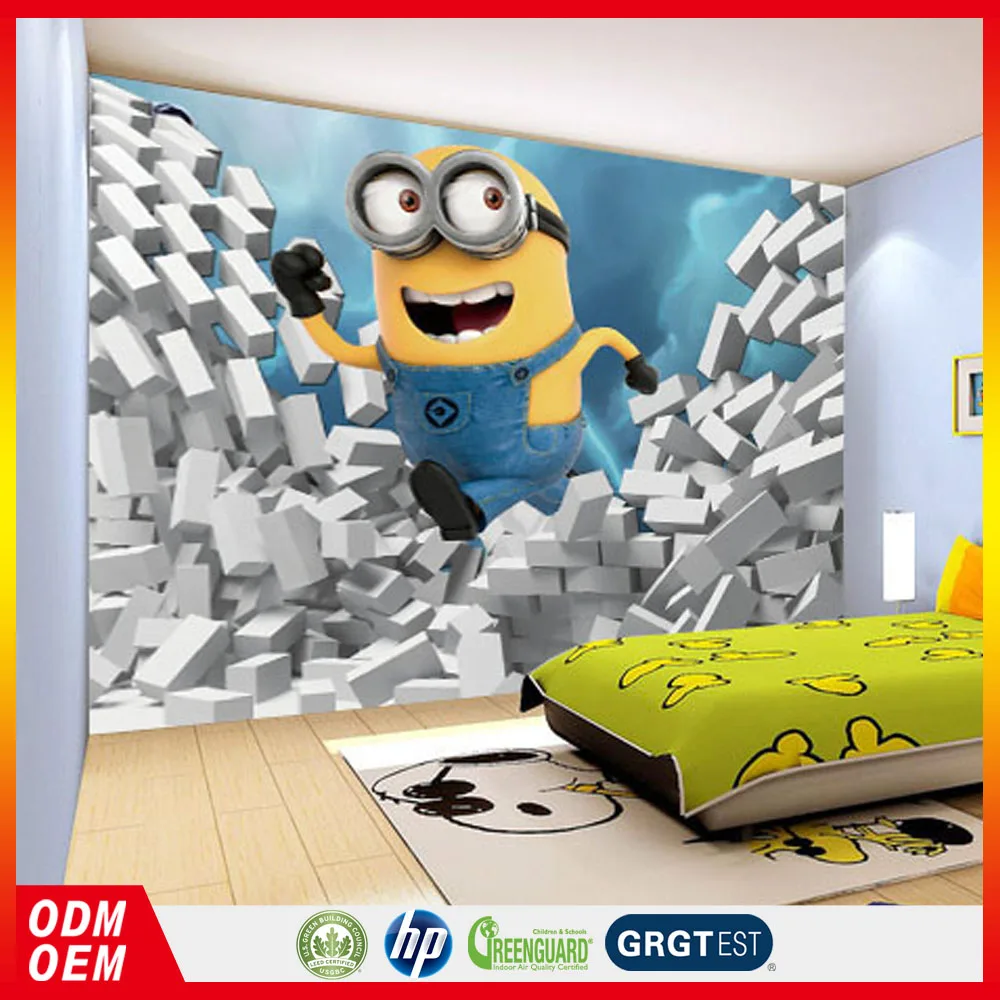 Cute Minions 3d Wall Murals For Kids Room Wallpapers Buy Cute
