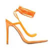 Hot PVC Orange Nude Ankle Wrap SlingBack Transparent Shoes Heels metal stiletto heels