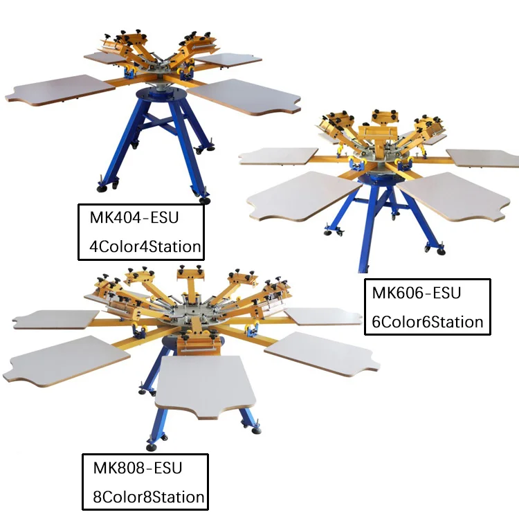 Mr 6 color 6 station screen printer with miro-registration with Aluminum station