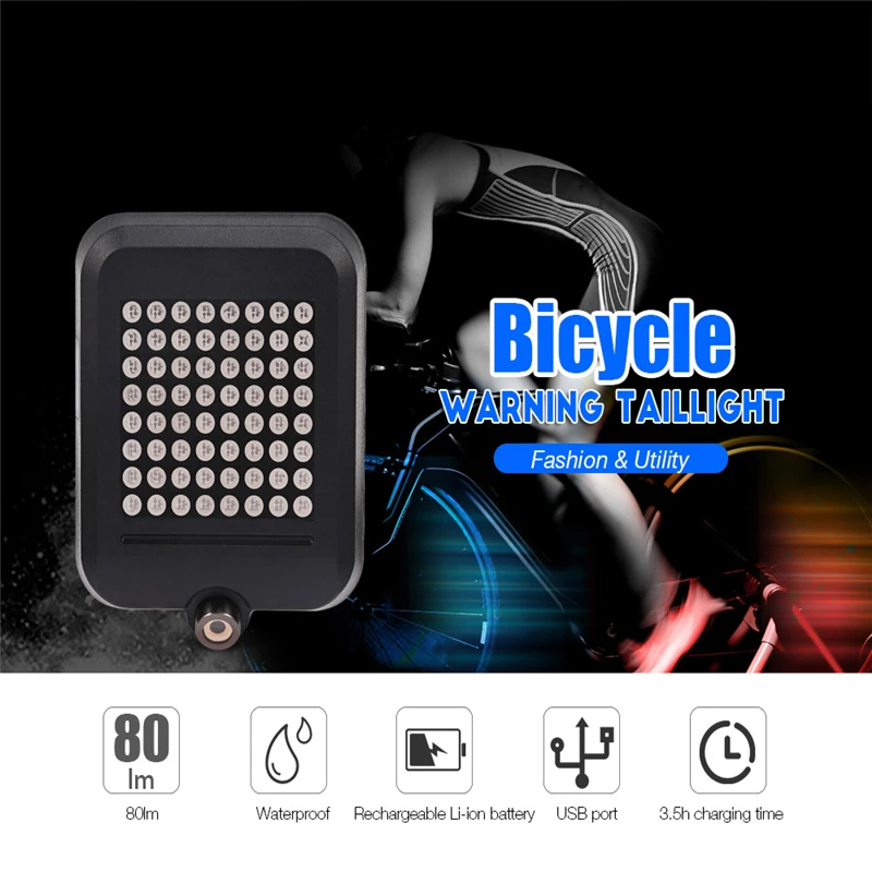 Bicycle Light Wireless Remote Turn Signal LED Warning Light Mountain Bike Waterproof Rear Light Turn LED Warning Lamp